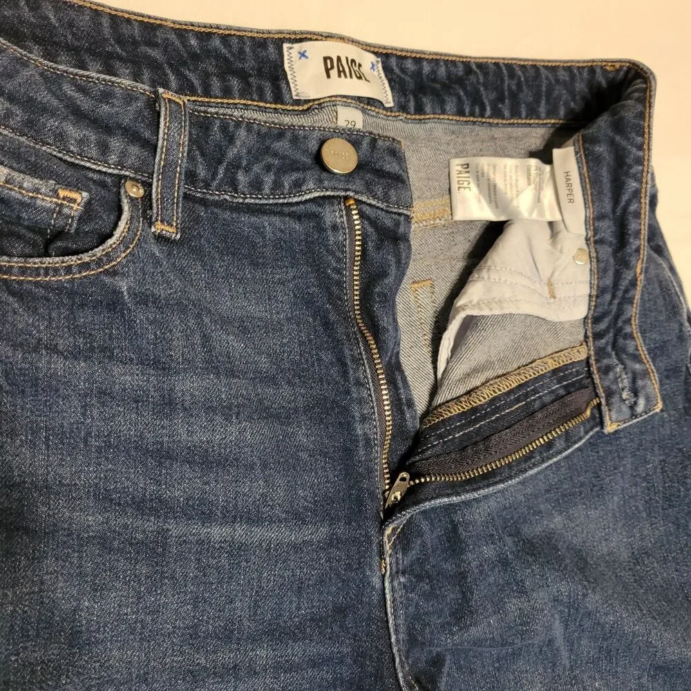 Paige Harper Women's Wide Leg Blue Denim Jeans Low Rise Size 29